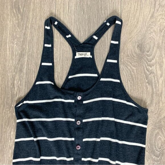 Aritzia TNA Striped Romper Playsuit Navy Blue Sleeveless Racerback Size XS - Picture 2 of 12